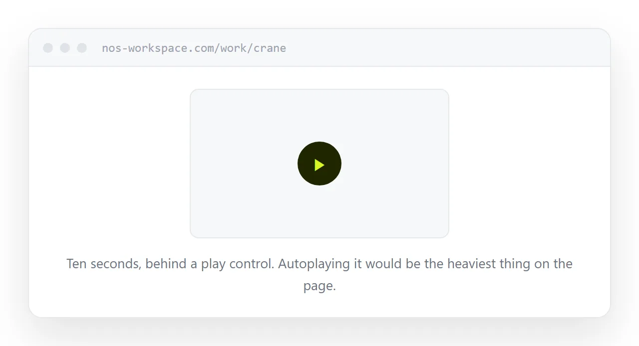 A short turntable behind a play control on a portfolio page.