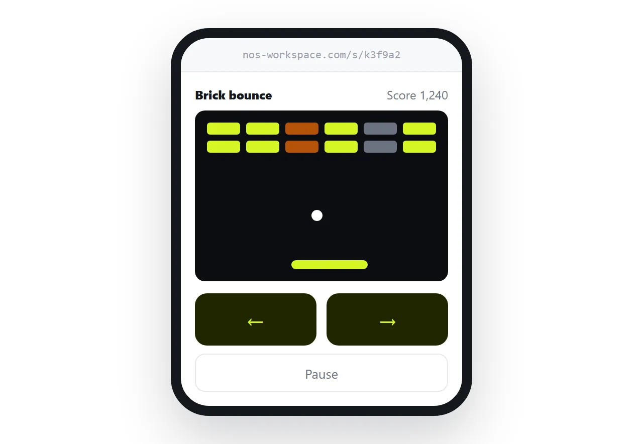 The same game with on screen buttons added, running at phone width.
