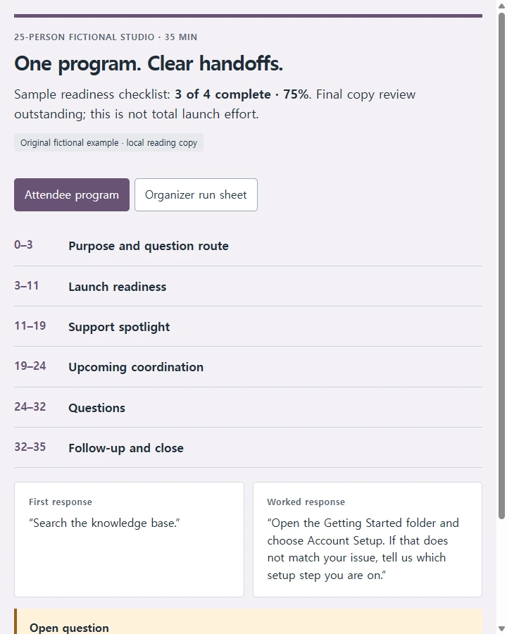 One program. Clear handoffs.