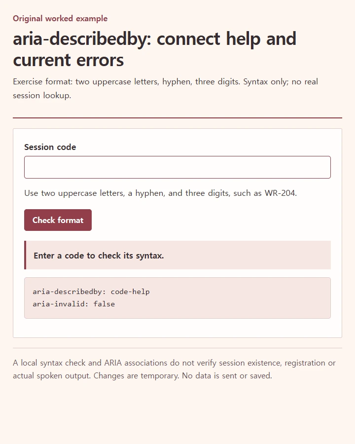 aria-describedby: connect help and current errors