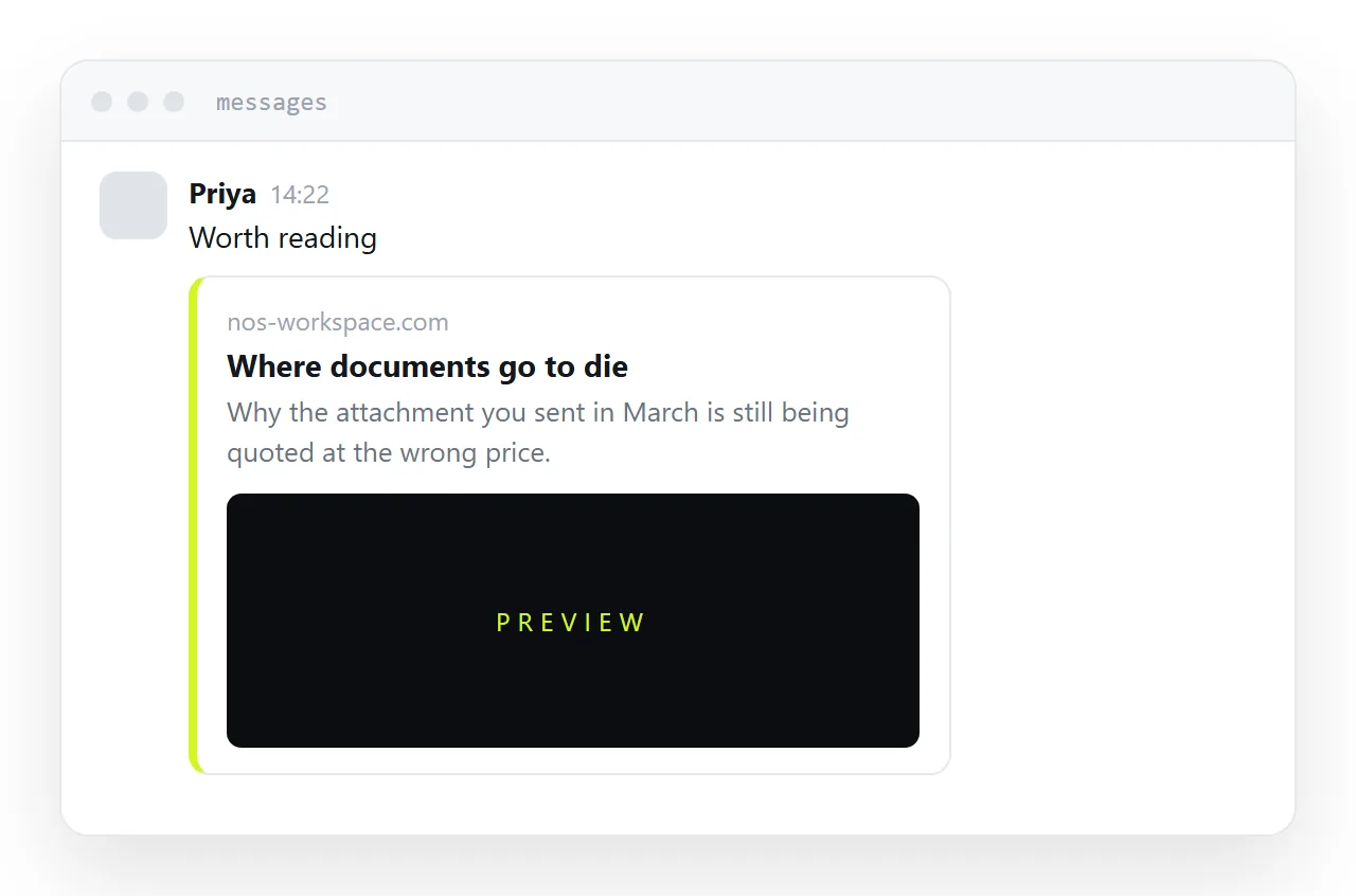 A link to an article shared in a messaging app, showing a title, summary and image.