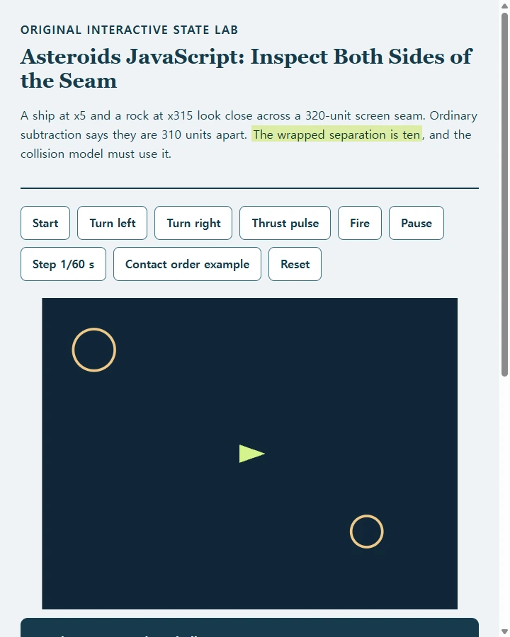 Asteroids JavaScript: Inspect Both Sides of the Seam