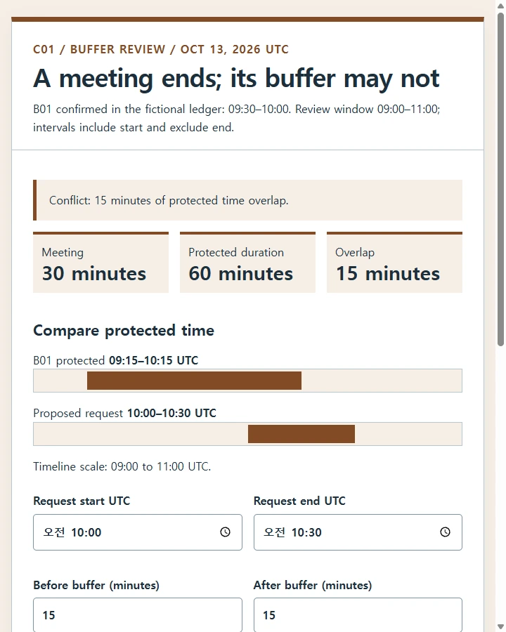 A meeting ends; its buffer may not