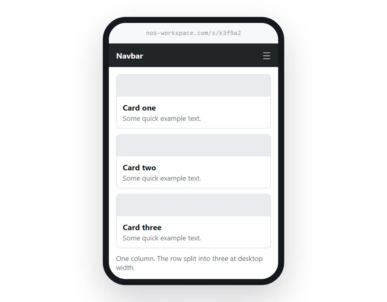The Bootstrap page open from a shared link on a phone, cards stacked in one column.