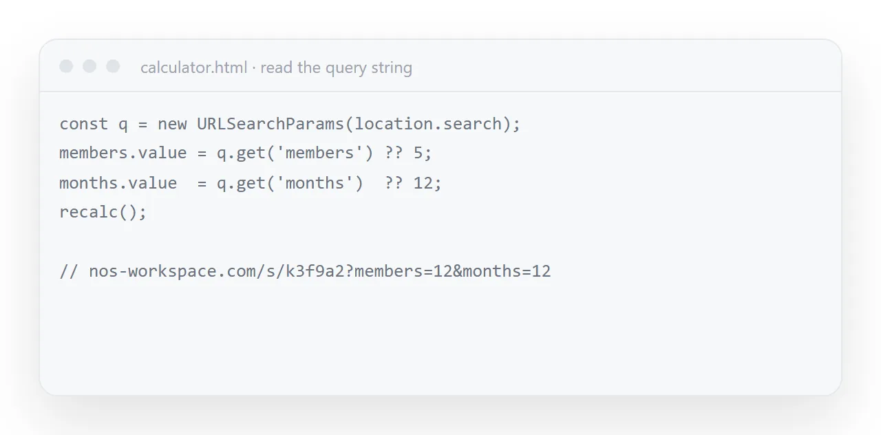 Pre-fill the inputs from the address so a link can carry a scenario.