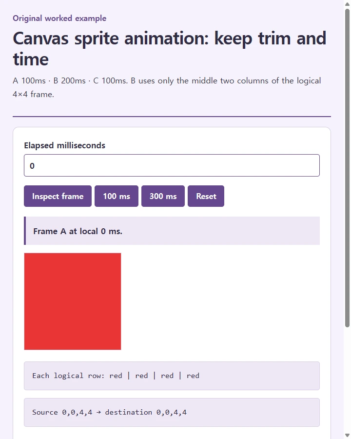 Canvas sprite animation: keep trim and time
