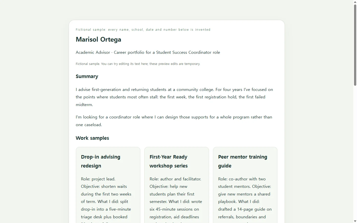 Marisol Ortega — fictional sample