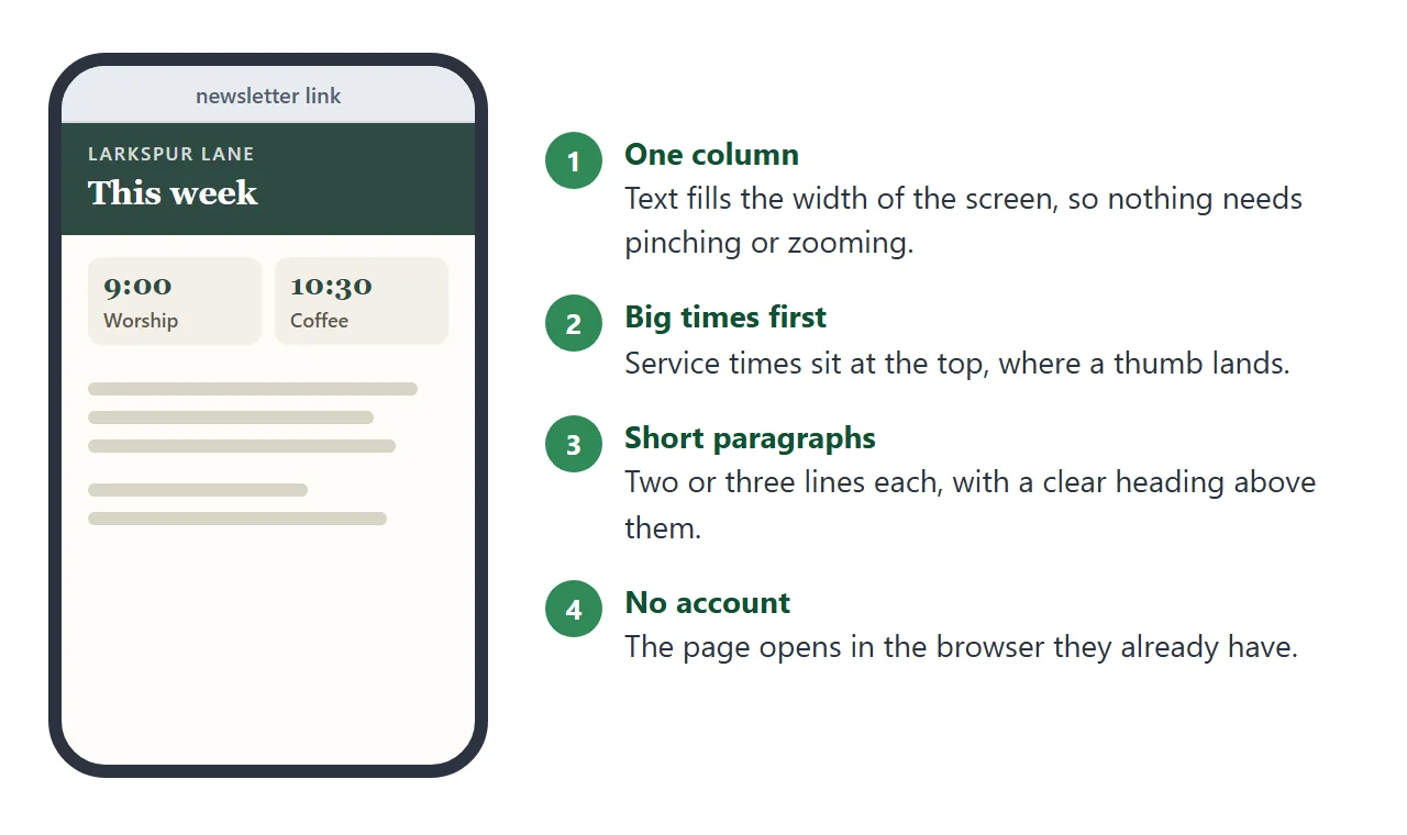 What a member sees when the link opens on a phone.