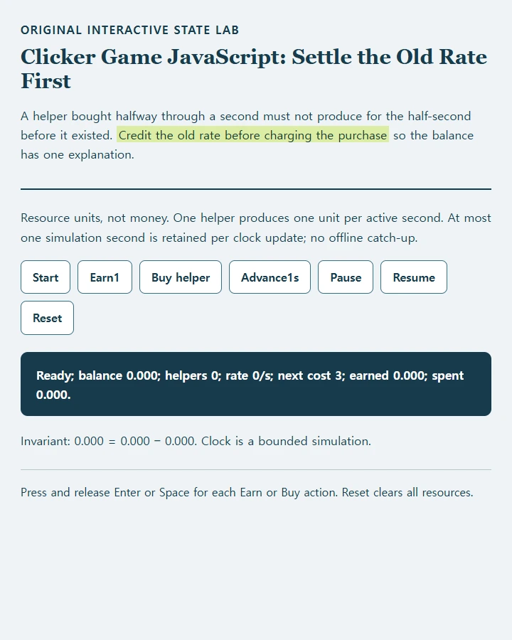Clicker Game JavaScript: Settle the Old Rate First