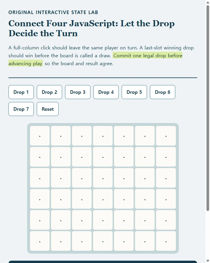 Connect Four JavaScript: Let the Drop Decide the Turn