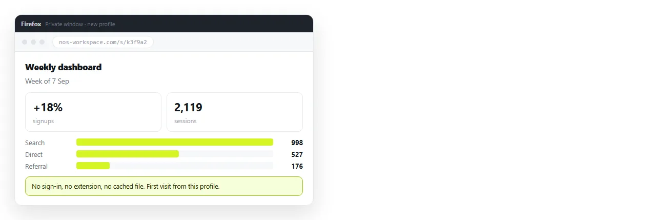 The finished page opened in a second browser that has never seen the project.