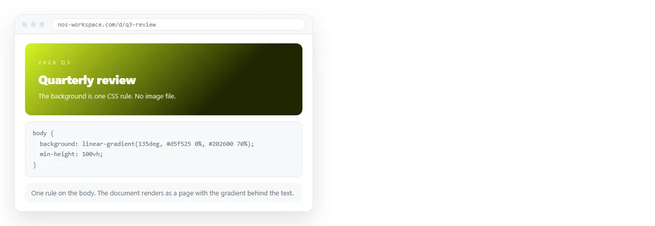 A document with a linear-gradient background rule, rendered as a page.