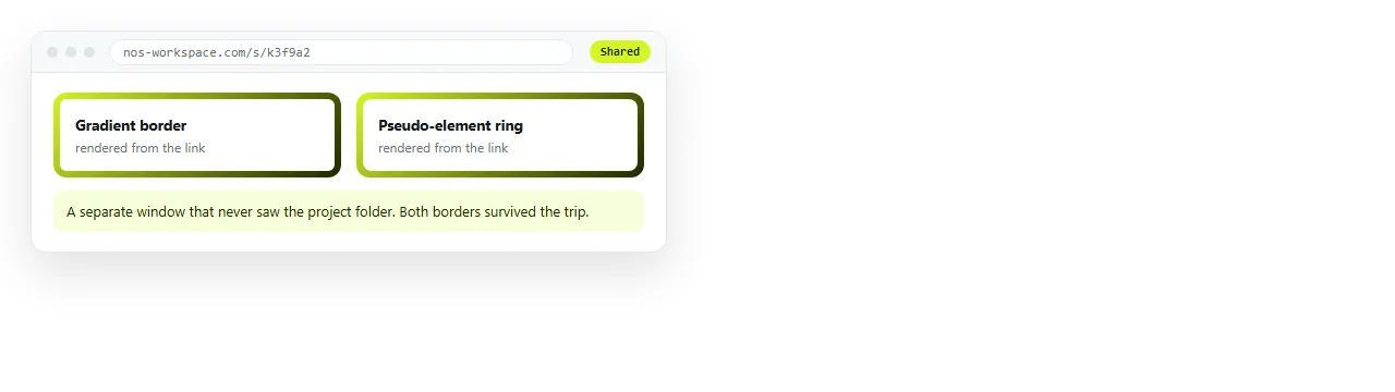 The gradient border page opened from a share link in a separate window.