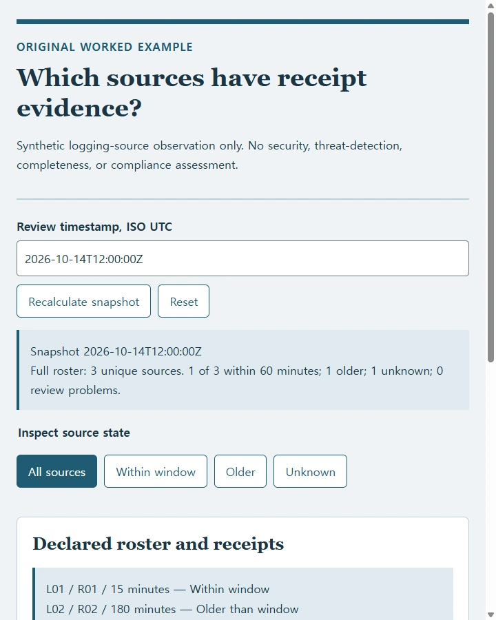 Which sources have receipt evidence?