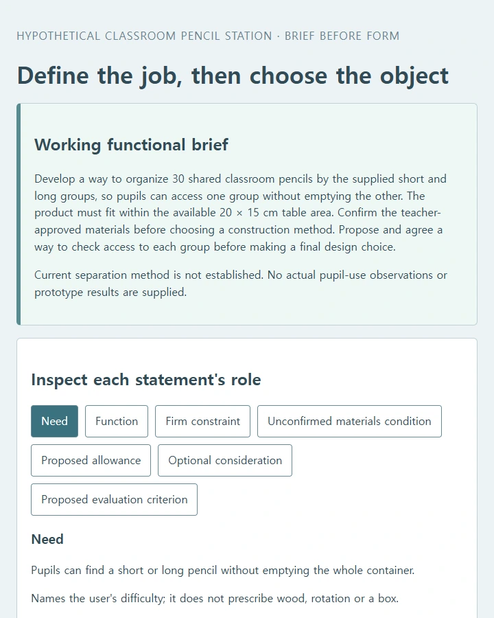 Rewrite a solution-first brief and inspect a proposed base that exceeds the available space