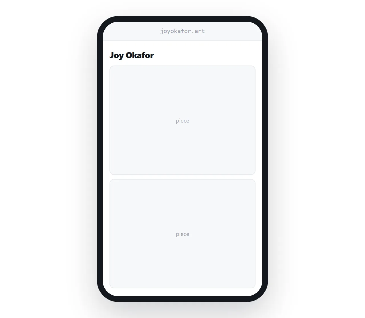 A portfolio at a short personal address opening on a phone.