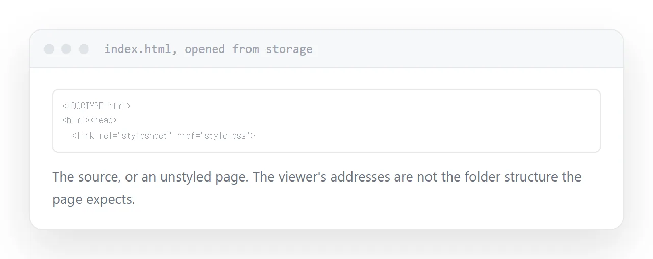 A page file opened from storage rendering inside a file viewer rather than as a page.