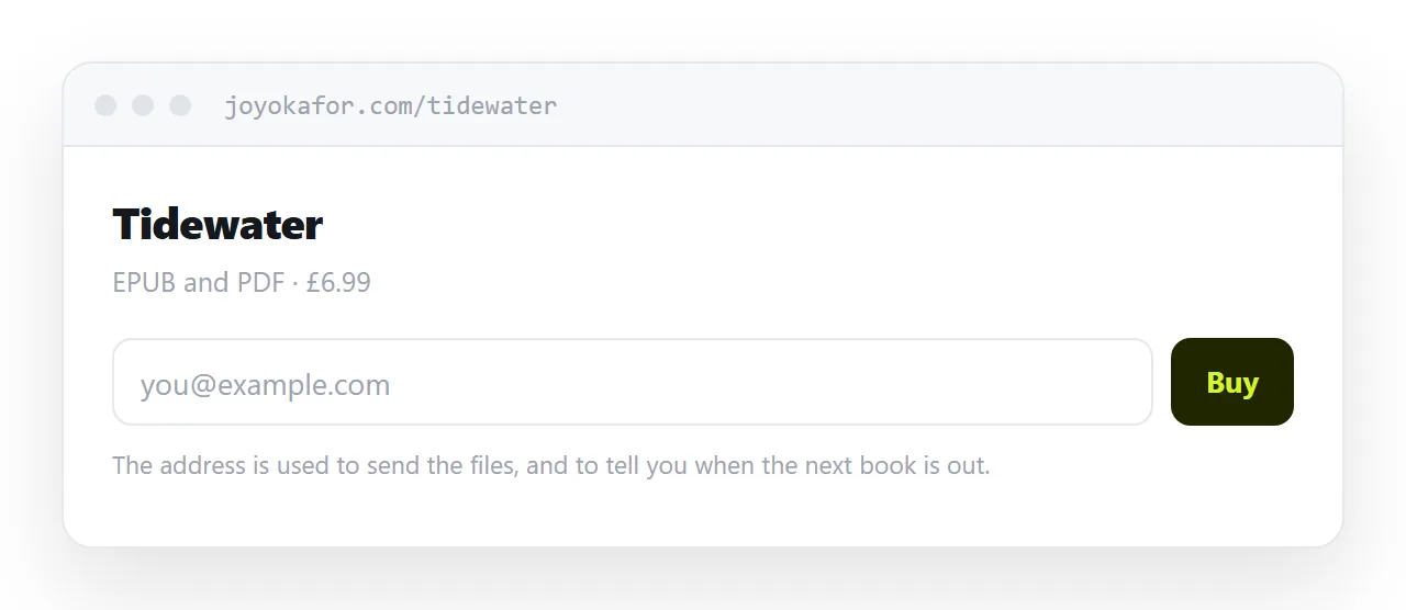 A direct sale page showing the reader address captured alongside the purchase.