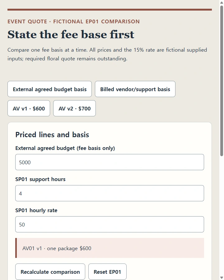 State the fee base first