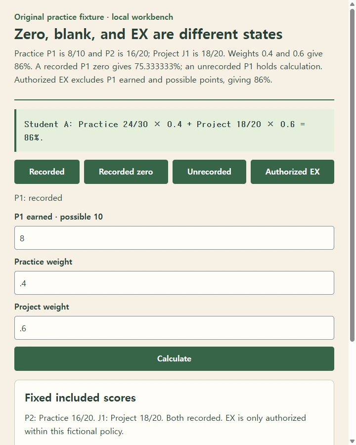 Excel Gradebook With Weighted Grades: Validate the Score State First