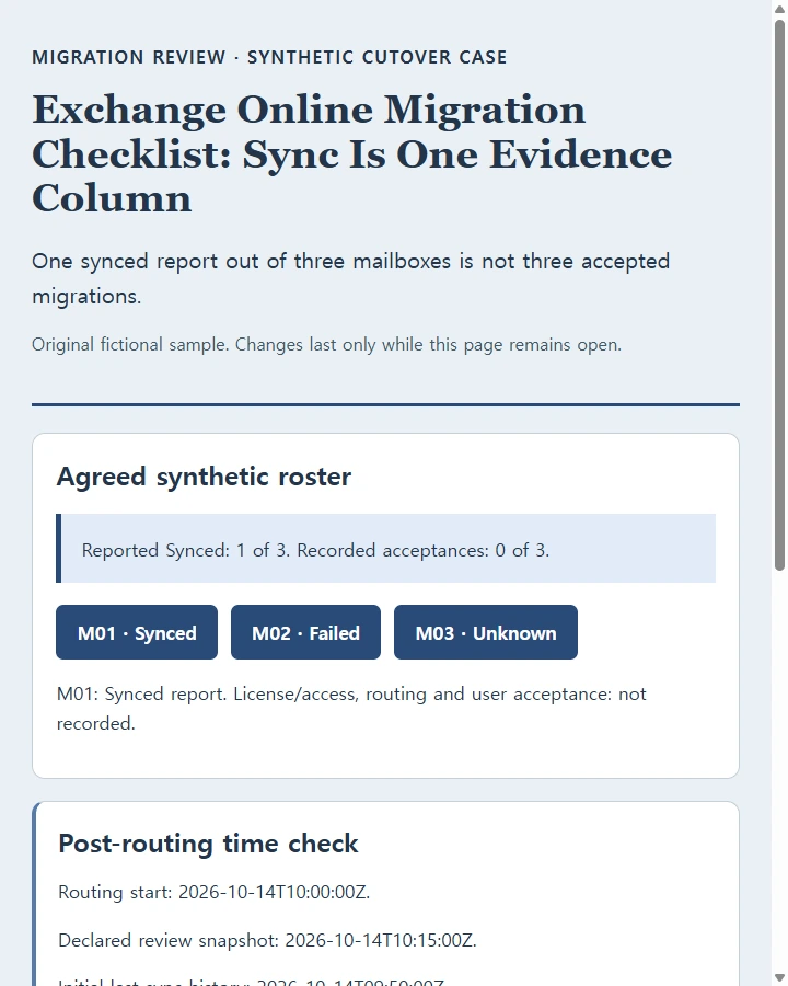 Exchange Online Migration Checklist: Sync Is One Evidence Column