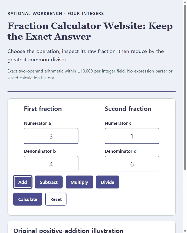 Fraction Calculator Website: Keep the Exact Answer