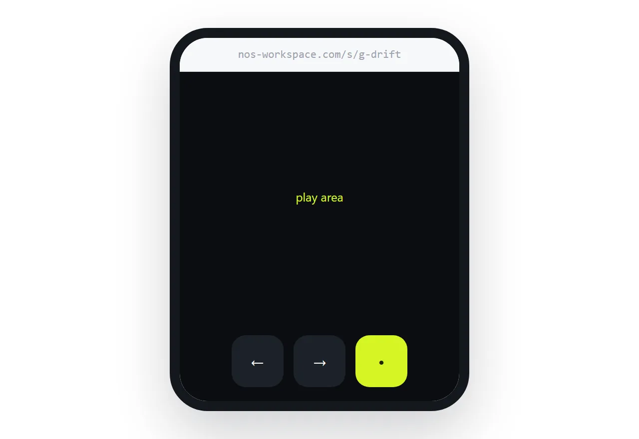 A browser game on a phone. The play area fills the screen with touch controls beneath.