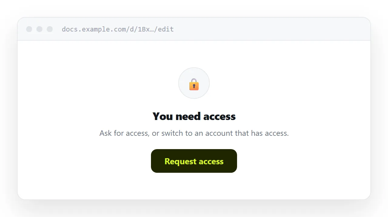 A browser showing an access request screen instead of the document.