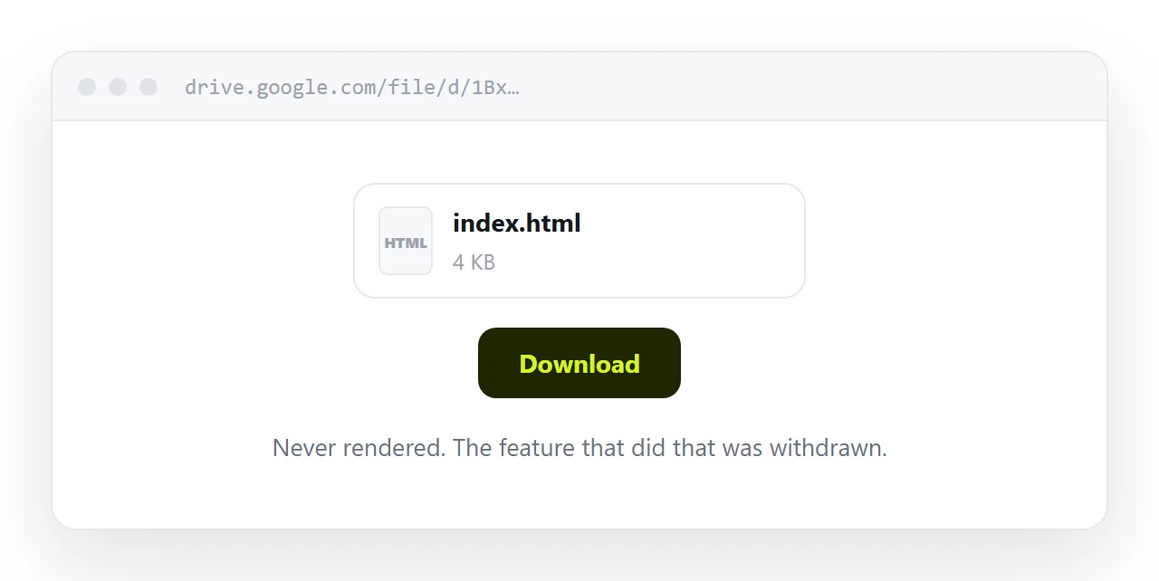 A drive preview screen with a download button instead of a rendered page.