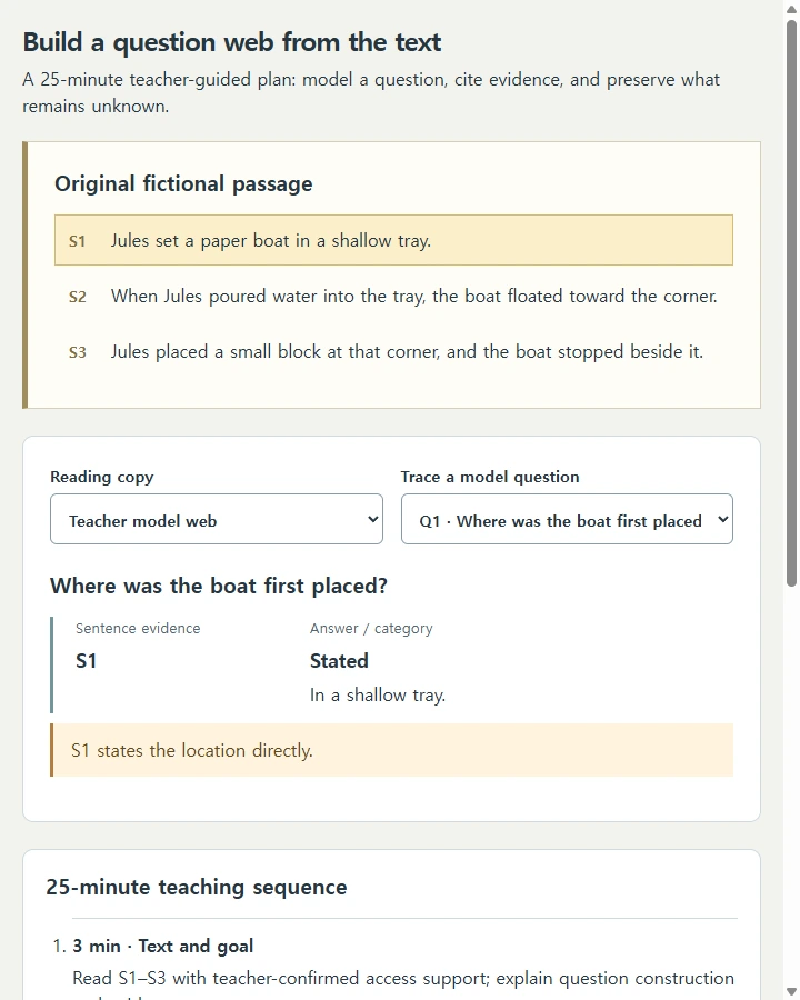 Build a question web from the text