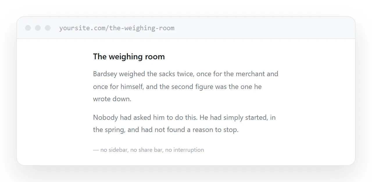 A finished story on a reading page with a clean column and no interruptions.
