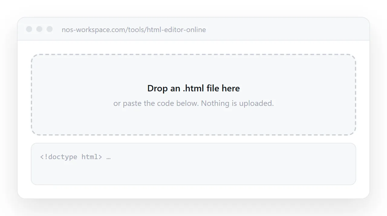 The HTML editor online: paste or drop, edit on the left, see it on the right.