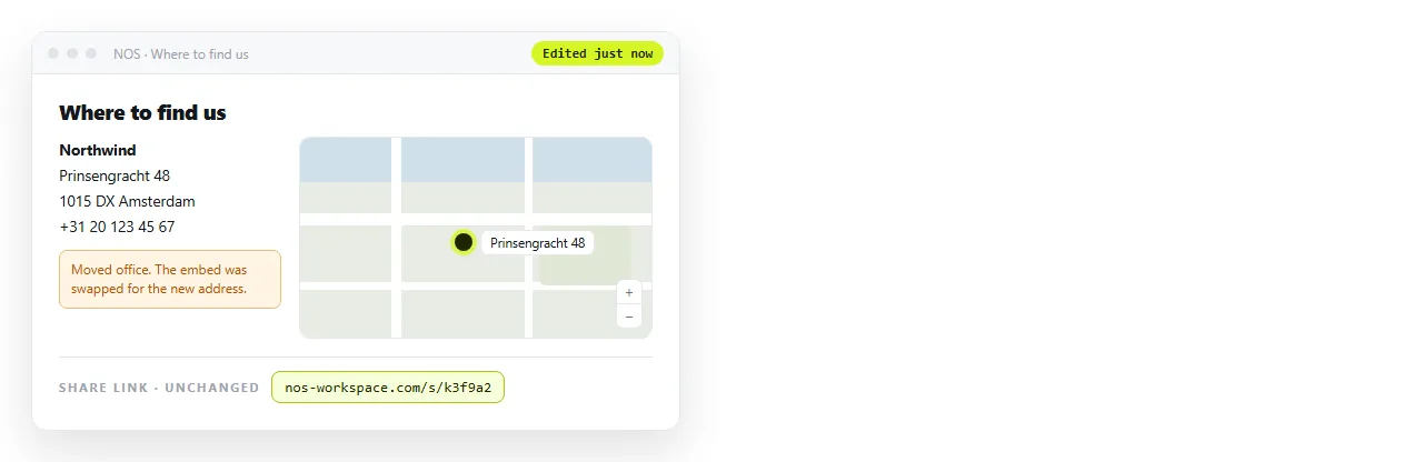 The same document after the embed was swapped. The share link is unchanged.