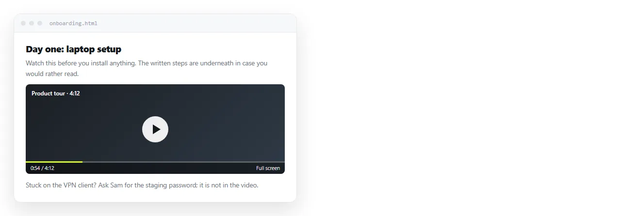 A YouTube player embedded in a page, sitting inline with the surrounding text.