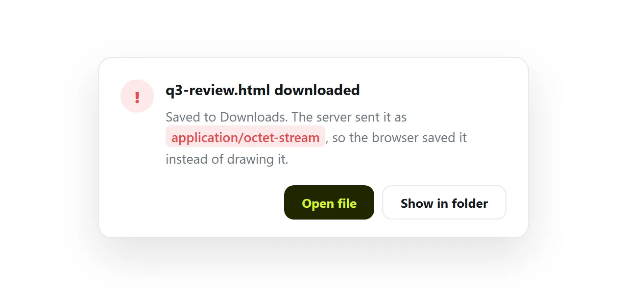The page downloaded instead of opening. The file is fine; the server labelled it a download.