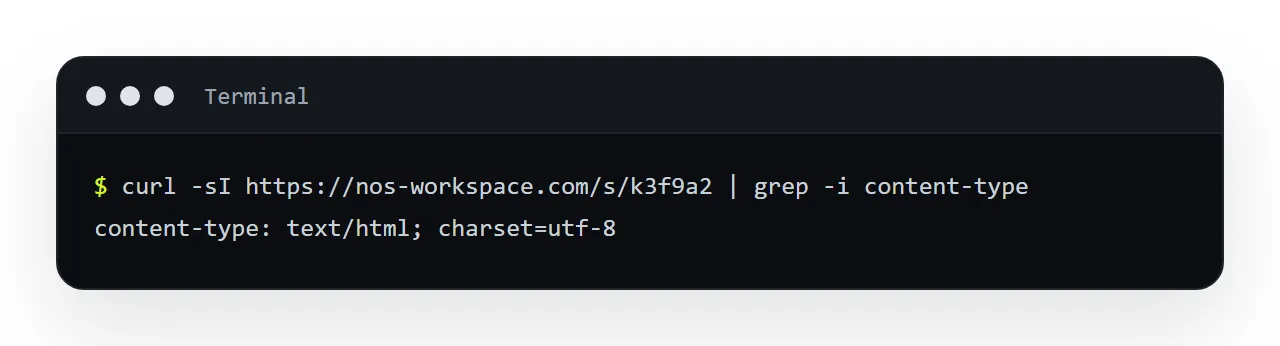 The same file served as a page. Here the header is text/html and the browser draws it.