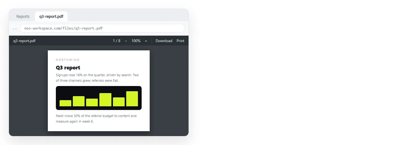 A PDF link clicked in a desktop browser. The file opens in the built in viewer in a new tab rather than downloading.