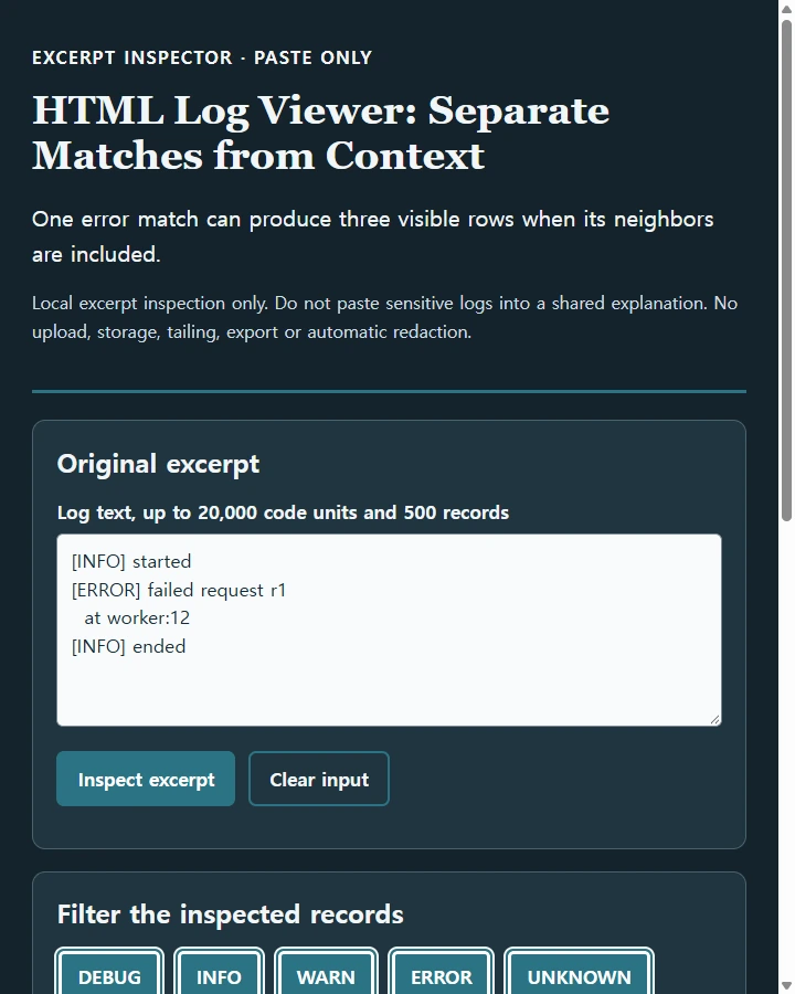 HTML Log Viewer: Separate Matches from Context