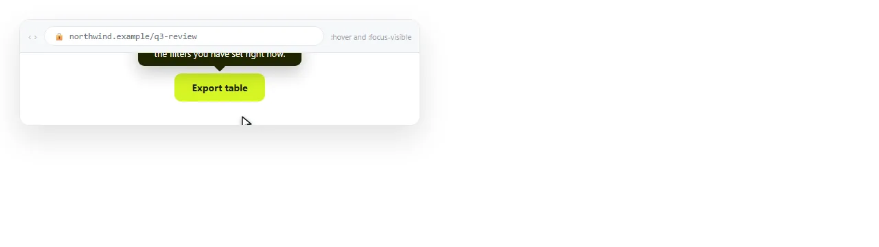 A button with a CSS tooltip above it, styled to match the page.