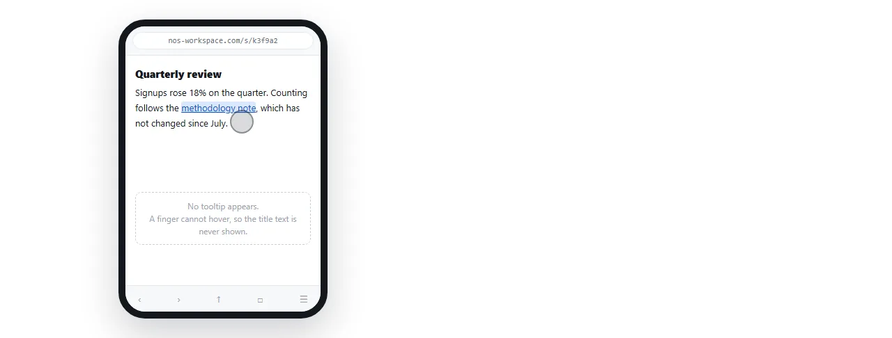 The tooltip page opened from a share link on a phone, with no tooltip visible.
