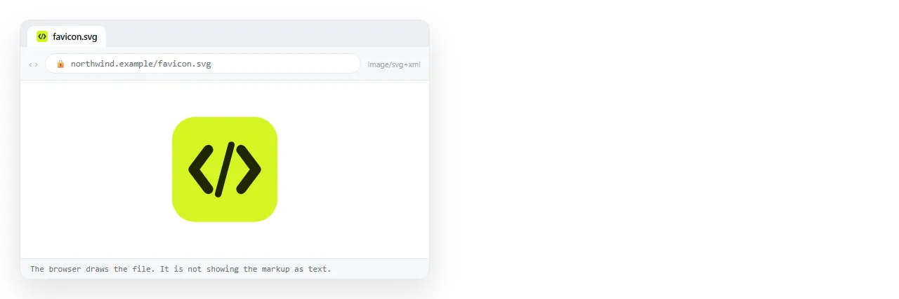 The favicon.svg file opened at its own address, rendering as an image rather than as markup.