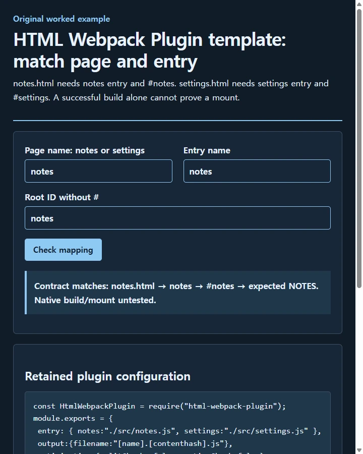 HTML Webpack Plugin template: match page and entry