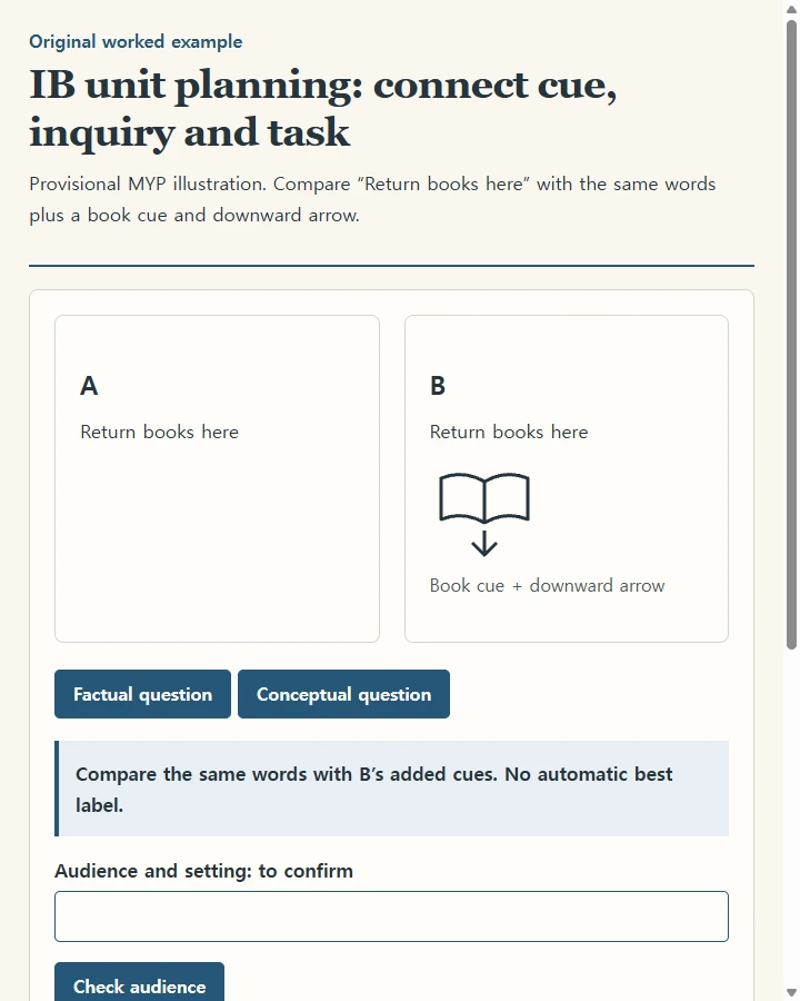 IB unit planning: connect cue, inquiry and task