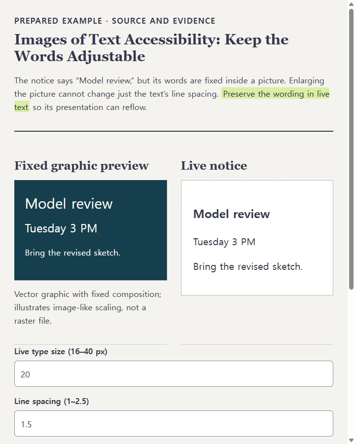 Images of Text Accessibility: Keep the Words Adjustable
