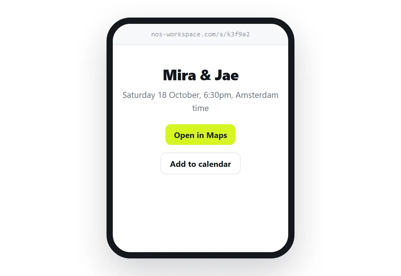 On a phone, in a hurry, once. The map and calendar buttons are the whole job.