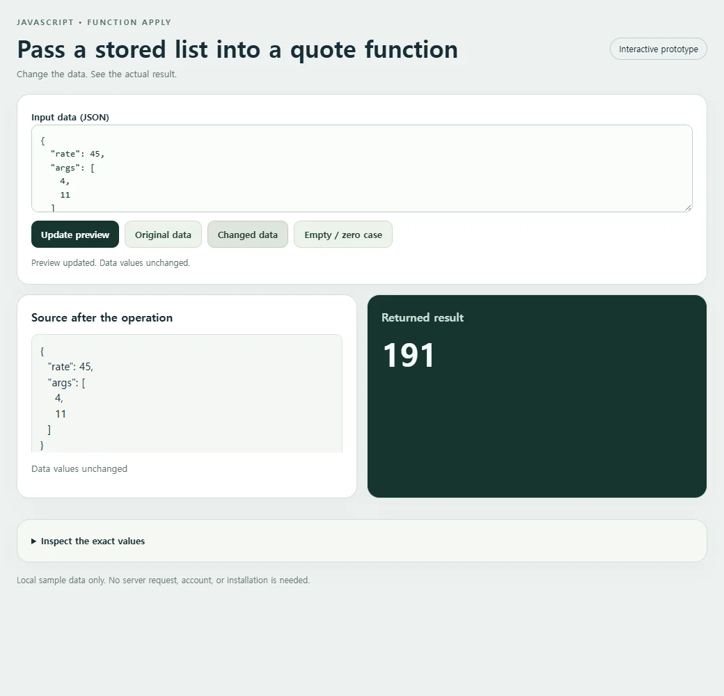 A second input lets you compare the apply calculation