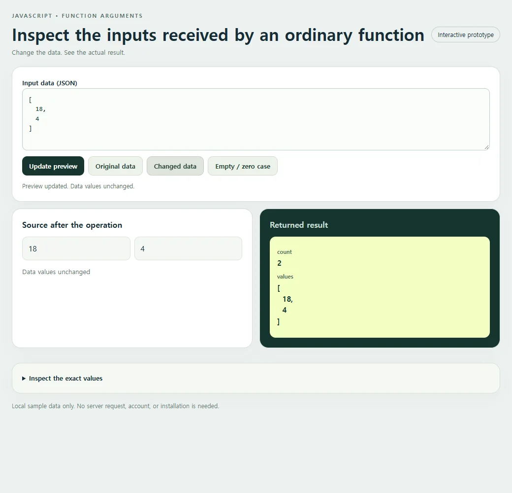 A second input lets you compare the arguments calculation