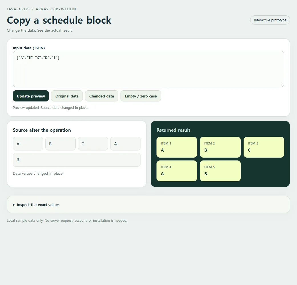 The complete copy a schedule block example with its original sample.