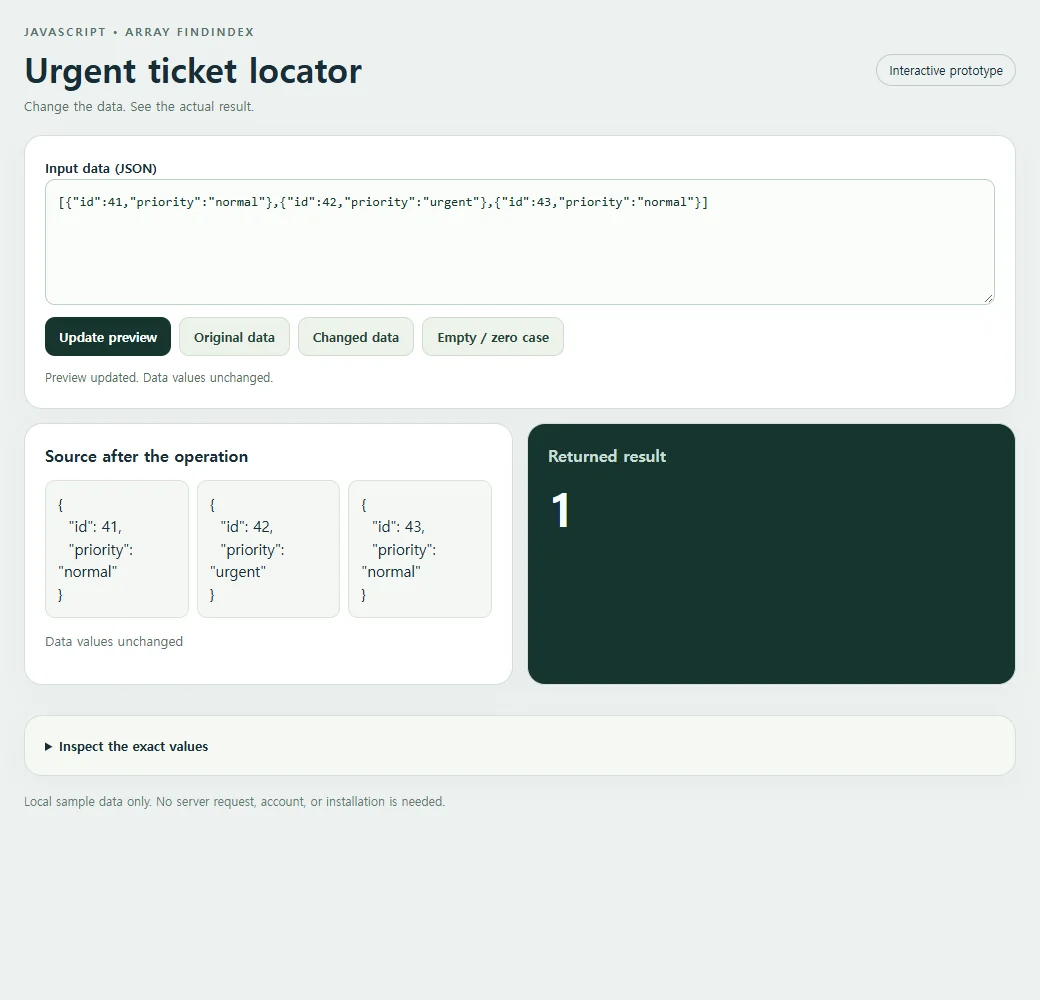 Urgent ticket locator: the original sample and its calculated result.