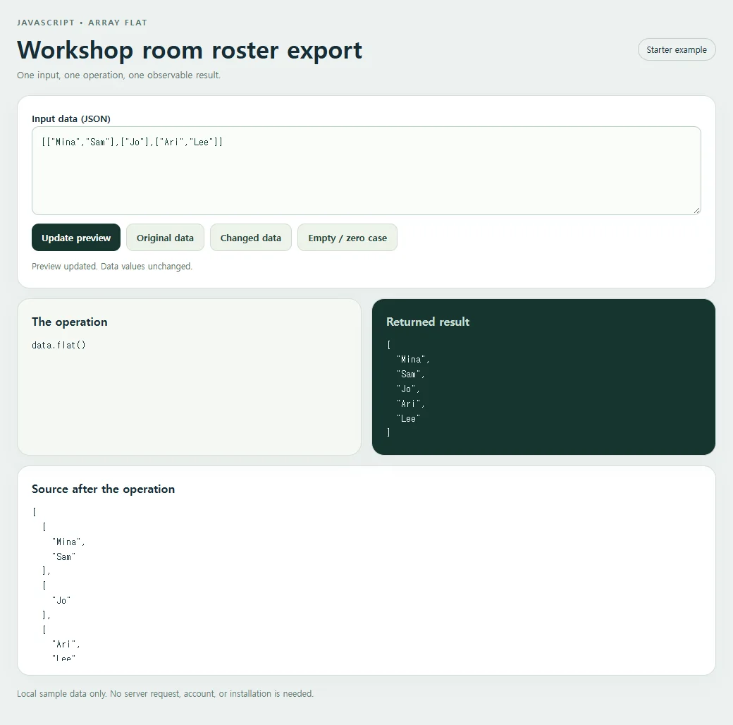 The starter separates the input, operation, and returned result.